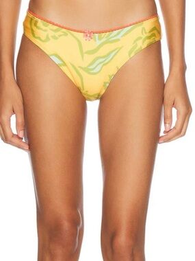 SOLID & STRIPED Yellow and Green Marble Print Bikini Bottom